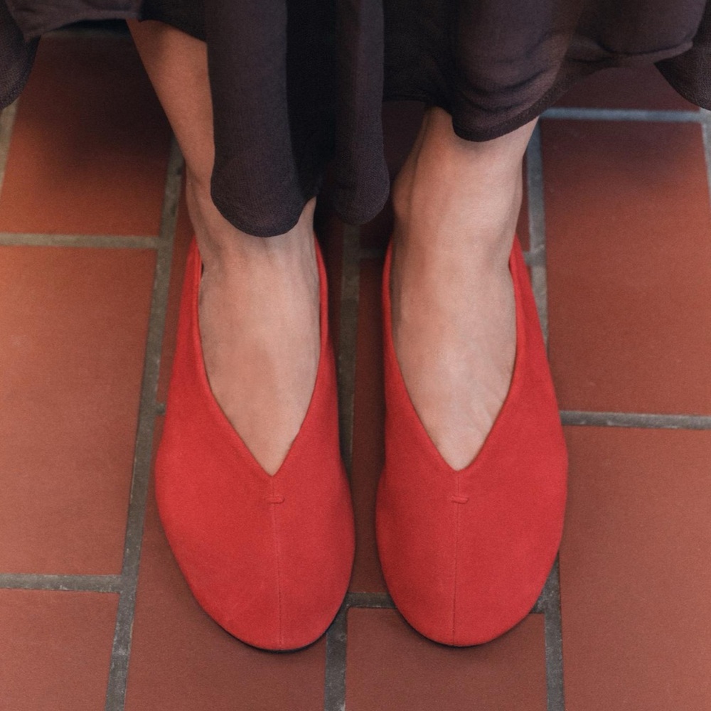 Zara Real Suede Ballet Flats NWT